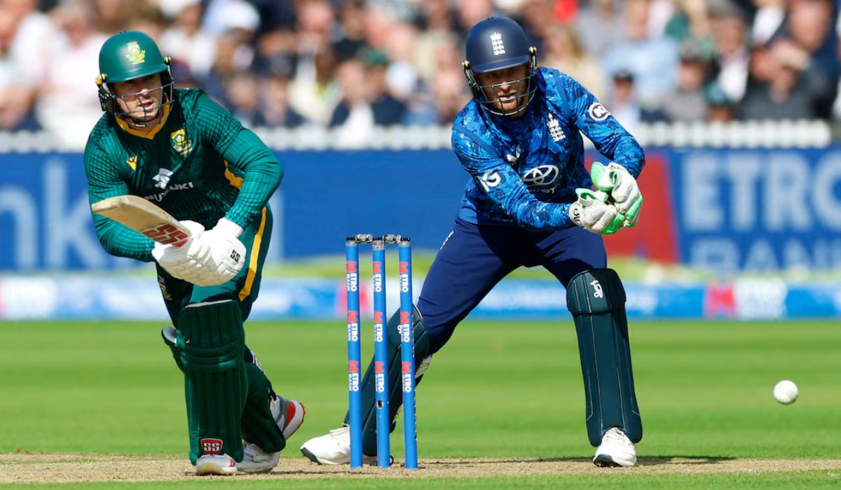 South African batsman Matthew Breetzke playing a shot during the second ODI against England at Lord’s, 4 September 2025